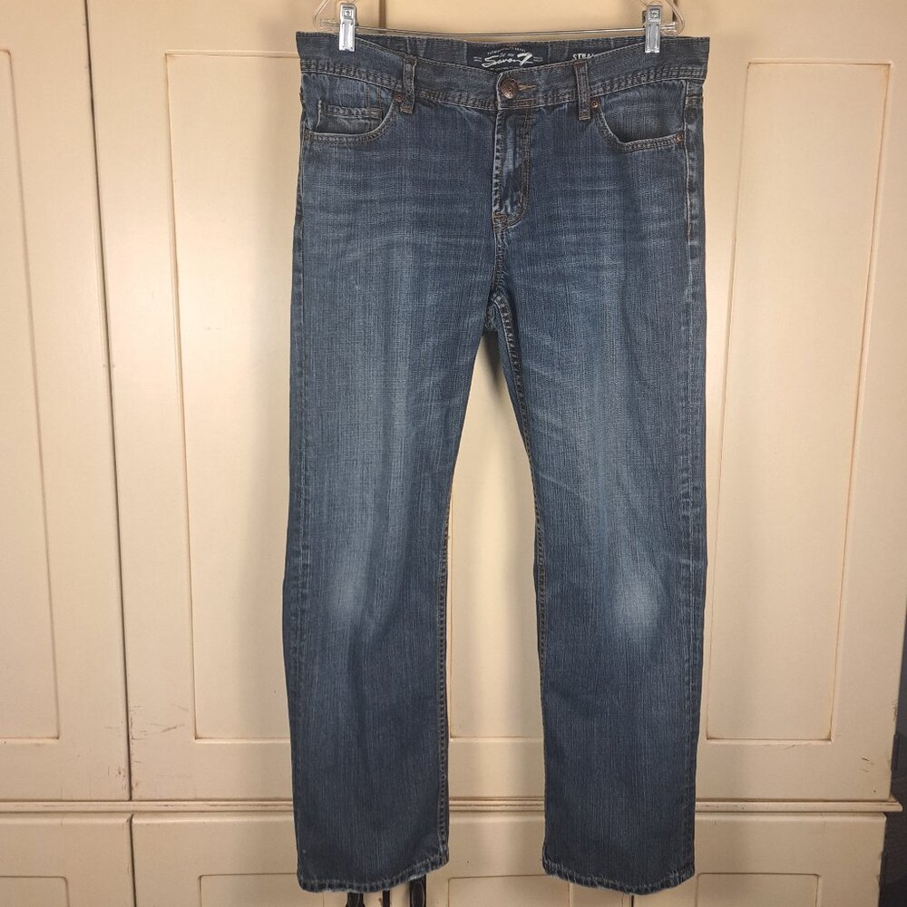 SEVEN7  Men's Straight Fit Medium Wash Denim Jeans Size 36x32